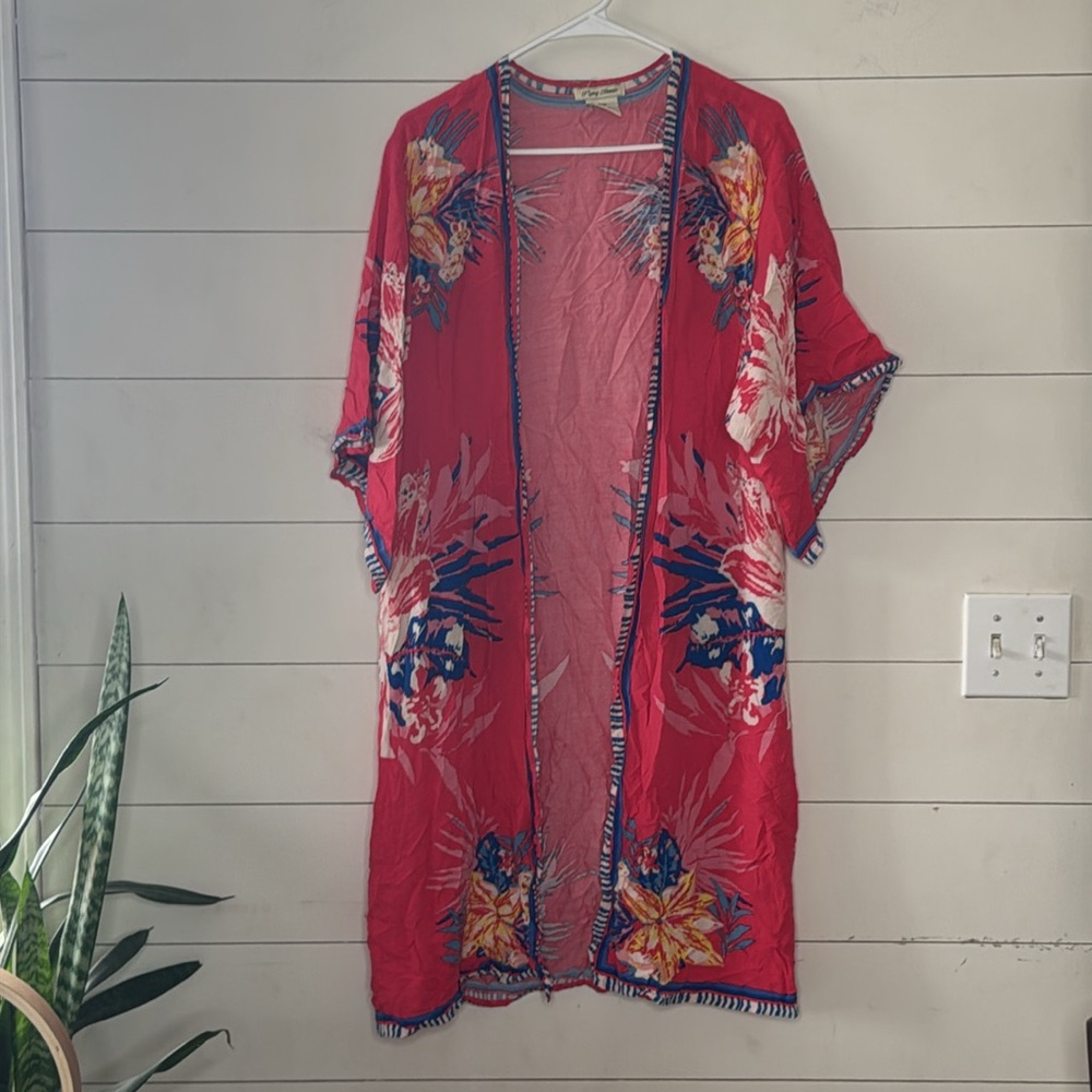 Flying Tomato Floral Printed Short Sleeve Kimono / Beach Cover Up Size S/M
